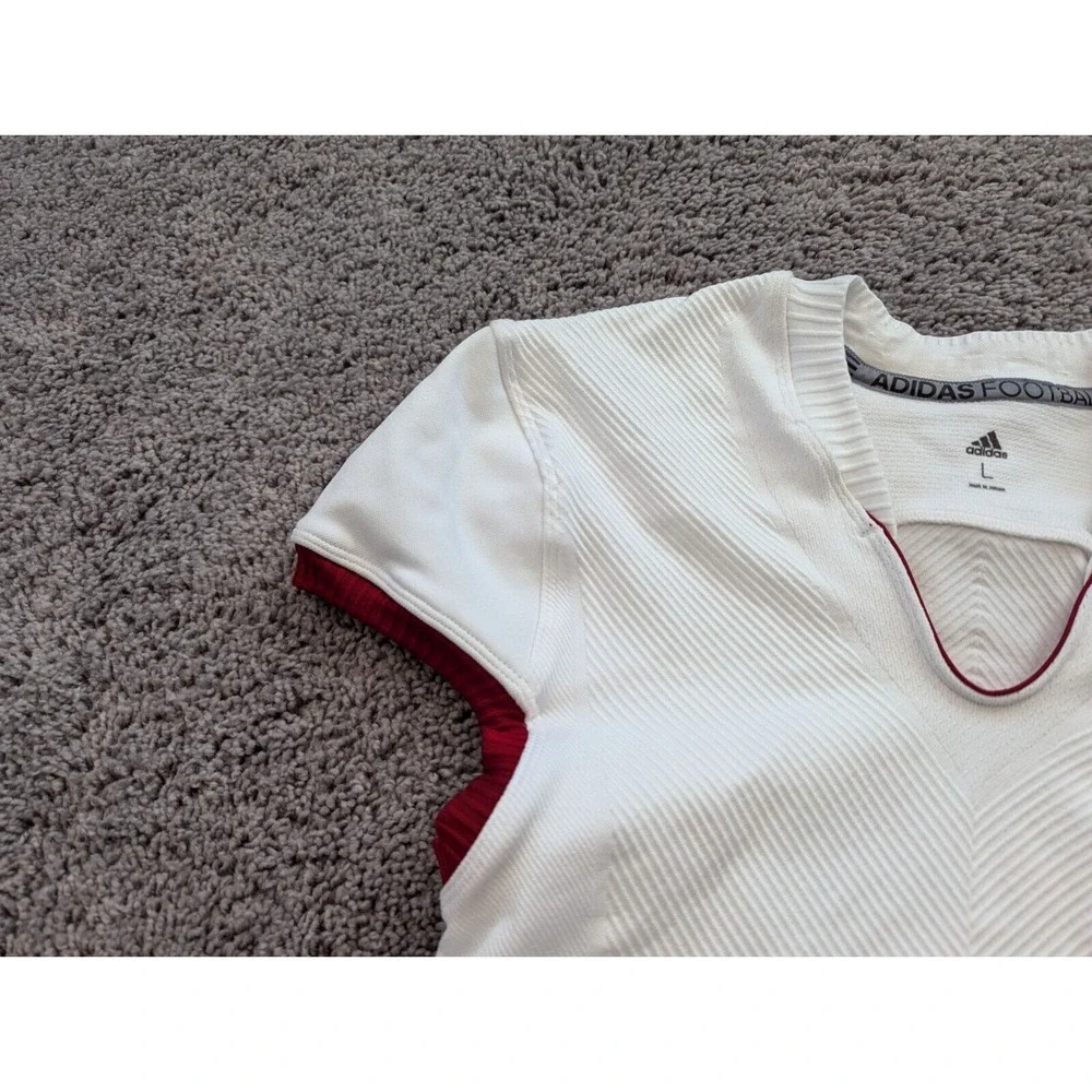 Adidas Football Jersey Mens‎ Small White CDN J Athletic Sports V-Neck